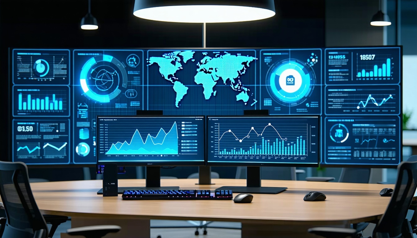 technology office with screens analytics about security and accessibility-1
