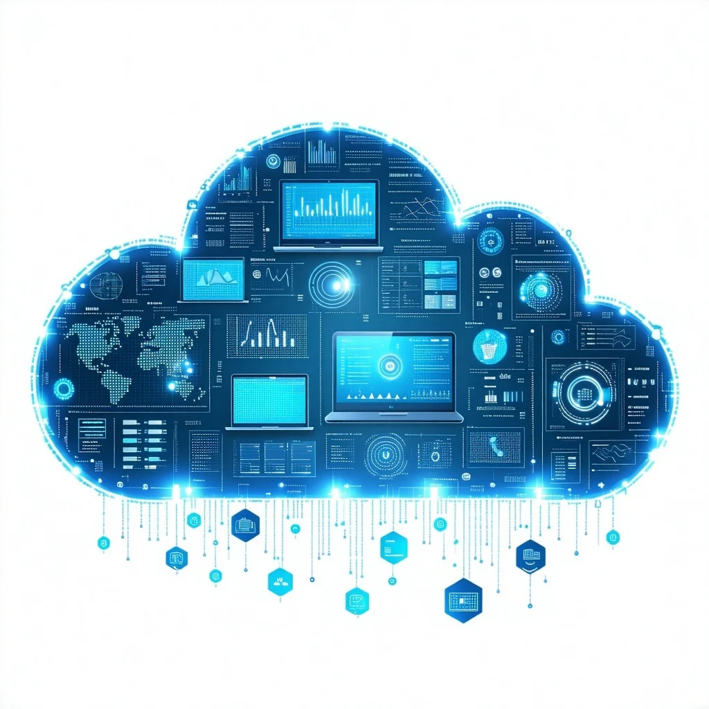 nuage hybride et gestion de la technologie de l'entreprise fond blanc pour l'image